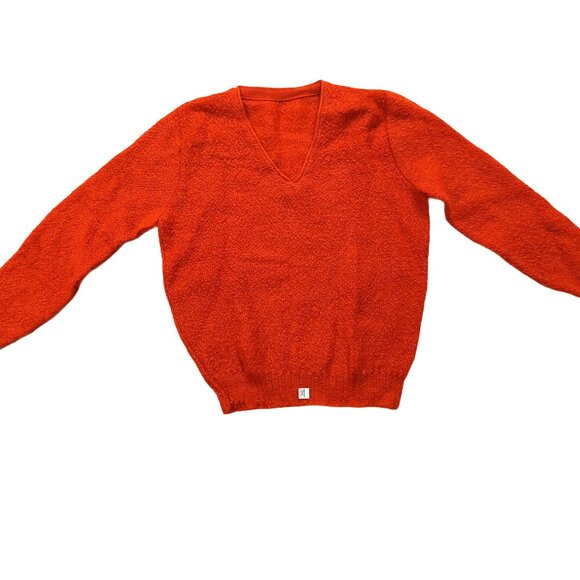 Vintage 1940s-1950s Orange/Rust V-Neck Long Sleeve Knit Sweater - Picture 1 of 8